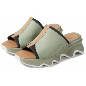 Sorel Women's Kinetic Impact Slip-On Wedge Slide Sandals Safari Green Size 10.5
